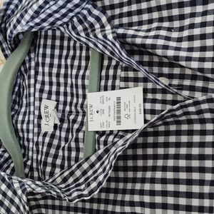 🆕J. CREW Sleeveless cotton gingham poplin shirt navy & white XL Cotton